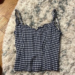 Reformation Blue and White Gingham Top